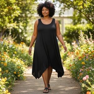 French Atmosphere Black Asymmetrical Sundress